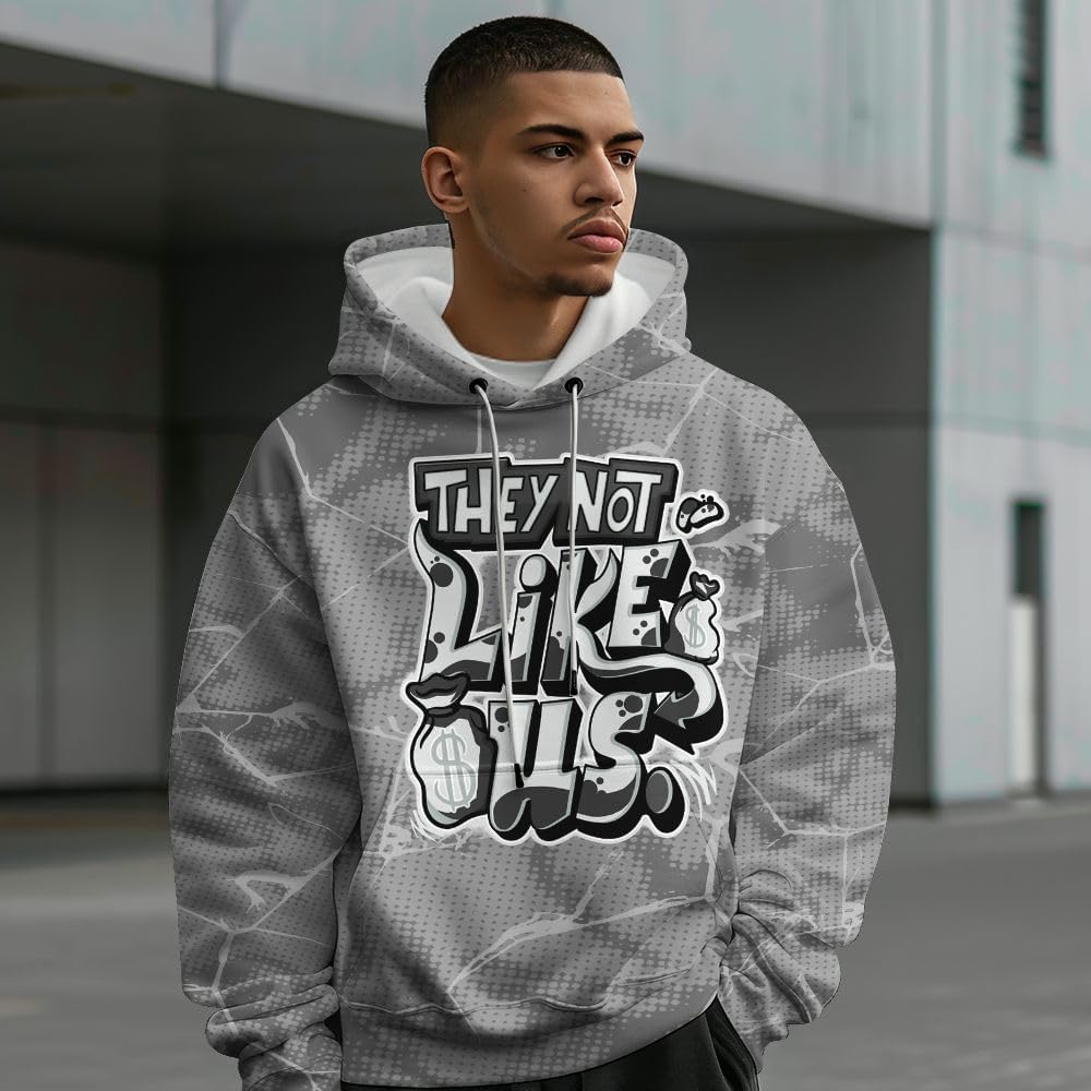 Dunkare Shirt to Match Retro Black Wolf Grey 12s Streetwear 3D Hoodie, God Blessed Ink Drip All Over Print Unisex Hoodie