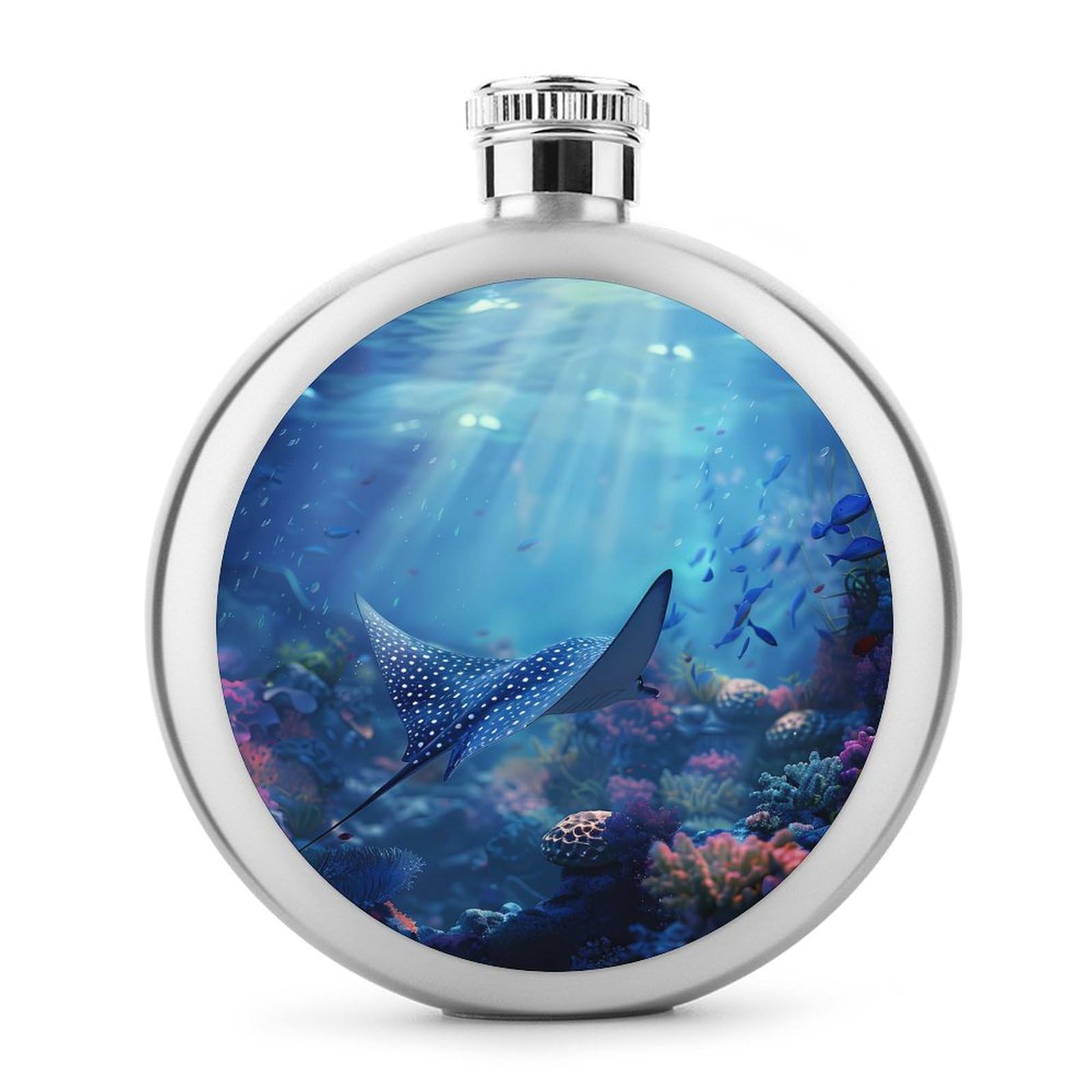 Undersea Wildlife Stingray Classic Hip Flasks for Liquor 5 Oz Stainless Steel Wine Flask Reusable Flask for Men Women