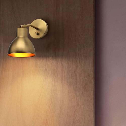 Miniatura 5 de Yosoan Aplique de pared de lectura para interiores con interruptor de encendido y apagado, 1 luz de latón, moderno, vintage, industrial con ángulo
