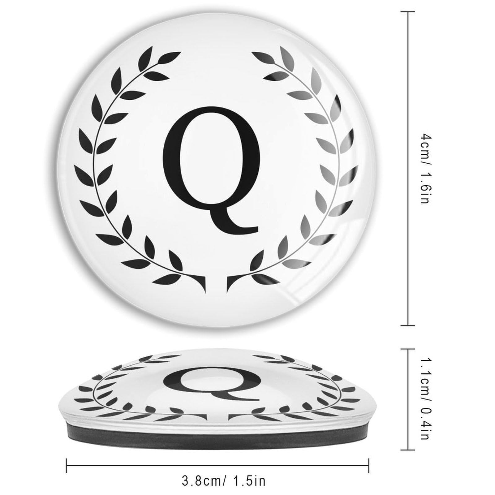 Glasmagnete, Kühlschrank-Monogramm, Initiale Q, kleine Magnete, Alphabet, Blumenkranz, lustige Magnete, Monogramm, Buchstaben, Kühlschrankmagnete für Whiteboard, Kühlschrank, Küche, Büro, 4