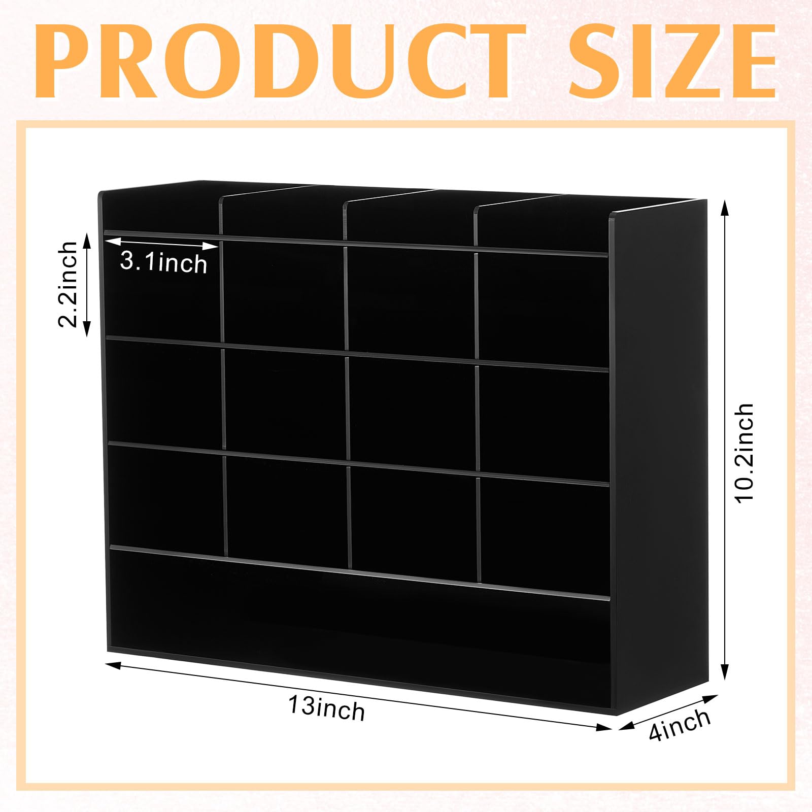 MotiMind Organizer per penne in acrilico verticale, espositore per oggetti artistici, scrivania da ufficio, cancelleria, matite (nero, 33 x 10 x 25 cm)