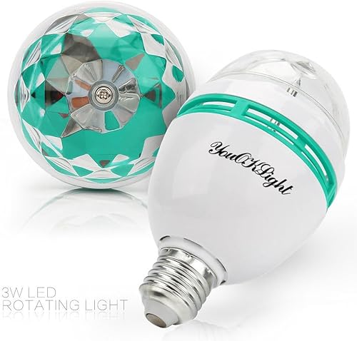 Miniatura 3 de YouOKLight Paquete de 3 bombillas LED estroboscópicas E26 a todo color, luz estroboscópica de cristal cambiante, para discoteca, fiesta de