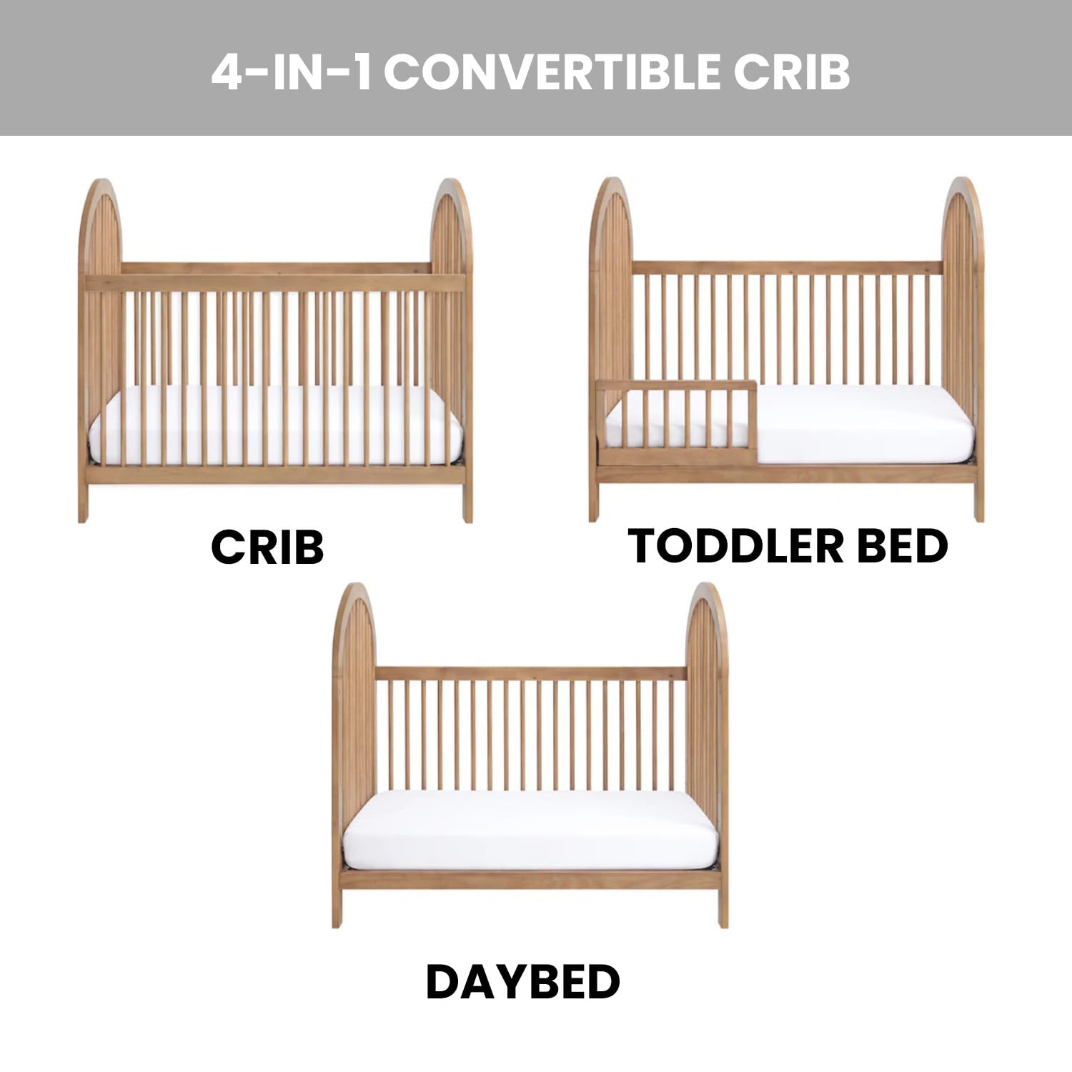 Soho Baby Everlee 3-in-1 Island Crib, Honey Wood - Image 3