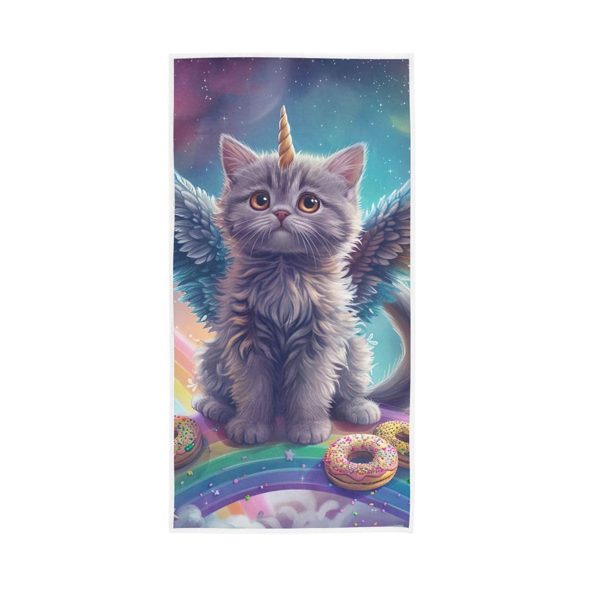 HUYGD Cute Kitten with Wings Hand Towels Soft Washcloths Spa Towels 15 x 30 Inch