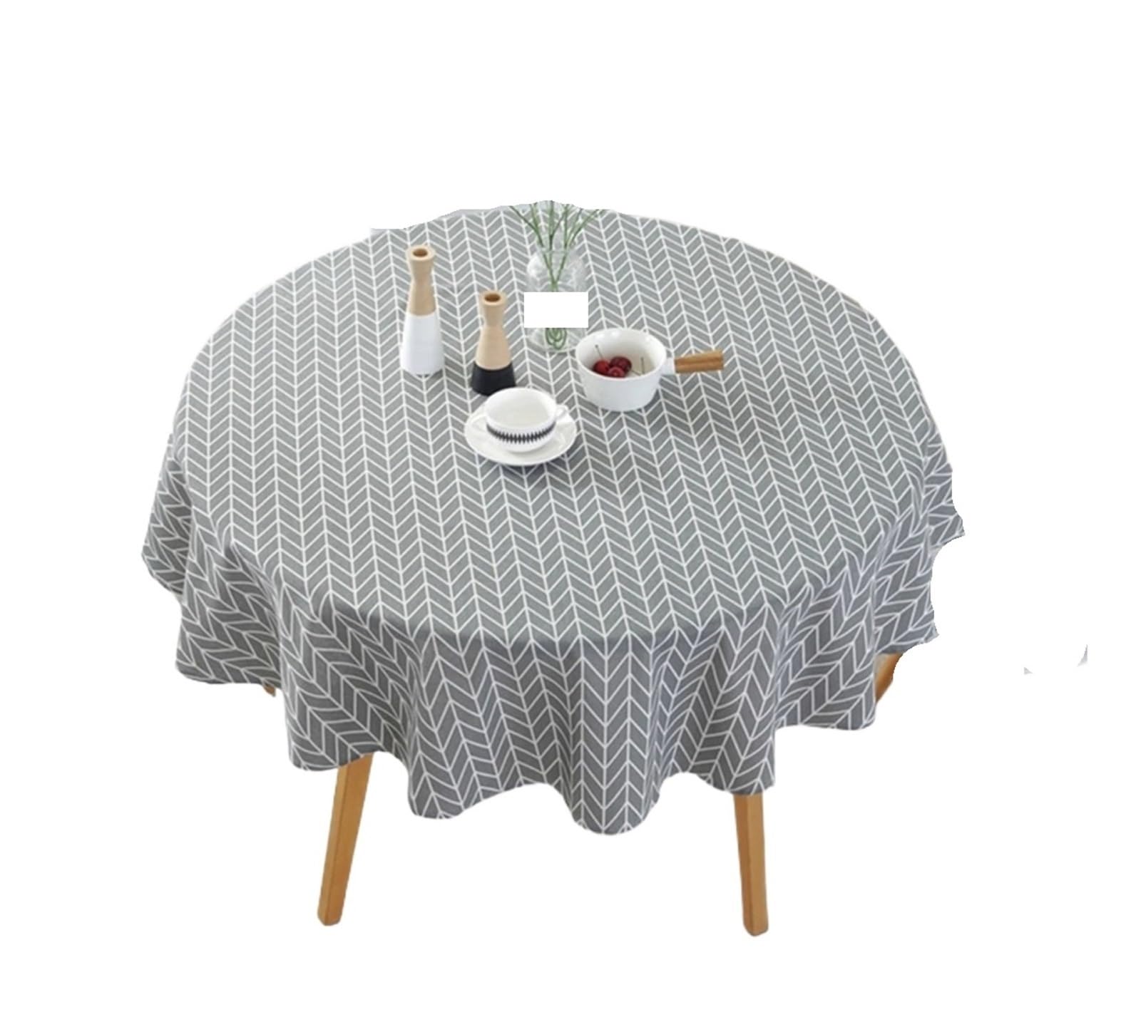 ZNTIHZ Round Tablecloth Cotton Linen Washable Hotel Banquet Table Cloth For Wedding Party Cover Home Dec For Wedding Party Banquet(Grey,150CM)