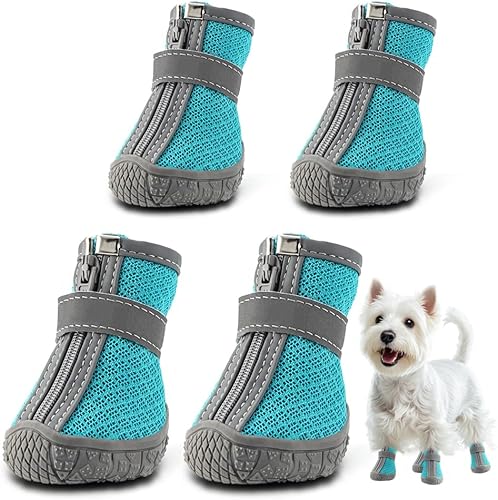 Zapatos para perros pequeños, botas transpirables para perros, protectores de patas para caminar al aire libre, zapatos para cachorros con tiras