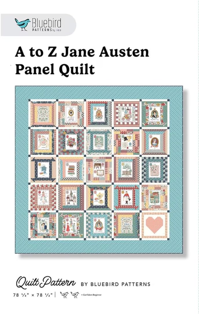 Riley Blake Bluebird Patterns A to Z Jane Austen Emma Panel Quilt Pattern – Fat Quarter Friendly, 78.5” x 78.5” Finished Size