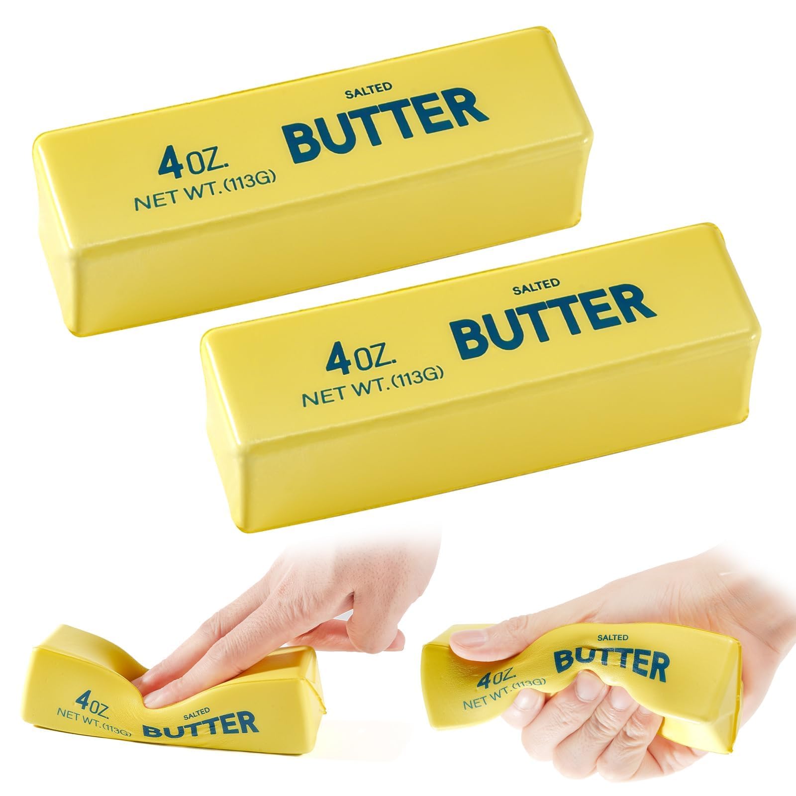 2PCS Butter Squishy, Slow Rising Squeeze Toys, Butter Stick Toys (Yellow) | Fidget Toys and Stress Balls Squishies for Office Desk Toys, Party Favors & Birthday Gifts