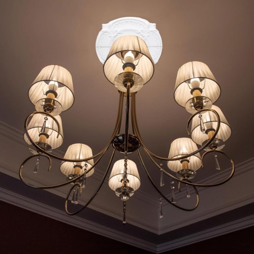 White PU Ceiling Medallion Light Fixtures and Ceiling Fans – Detachable Decorative Ceiling, 11.81" OD / 3.43" ID, Waterproof & Dent-Resistant