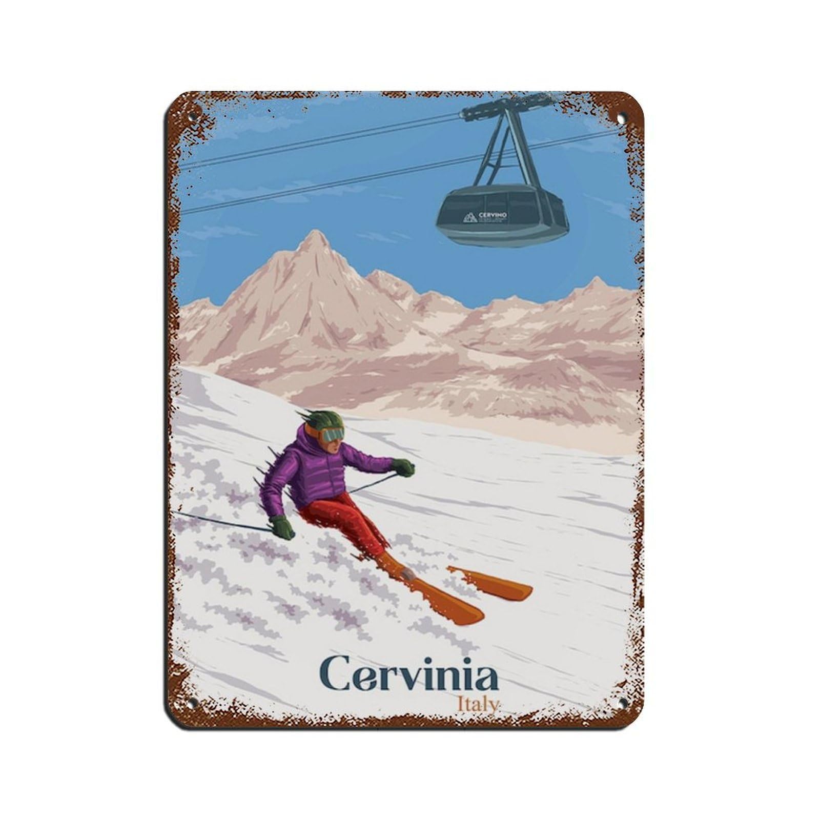 Cervinia affiche murale en métal vintage idéale pour déco bar pub et club