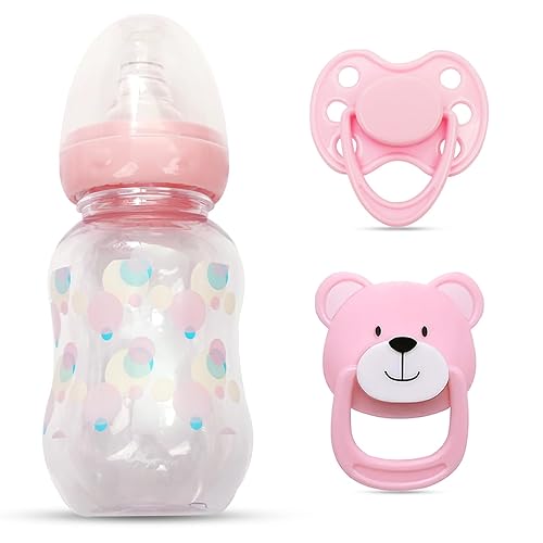 Juego de chupete magnético y botella de estilo rosa, 2 piezas, accesorios de muñeca Reborn para regalo de niños