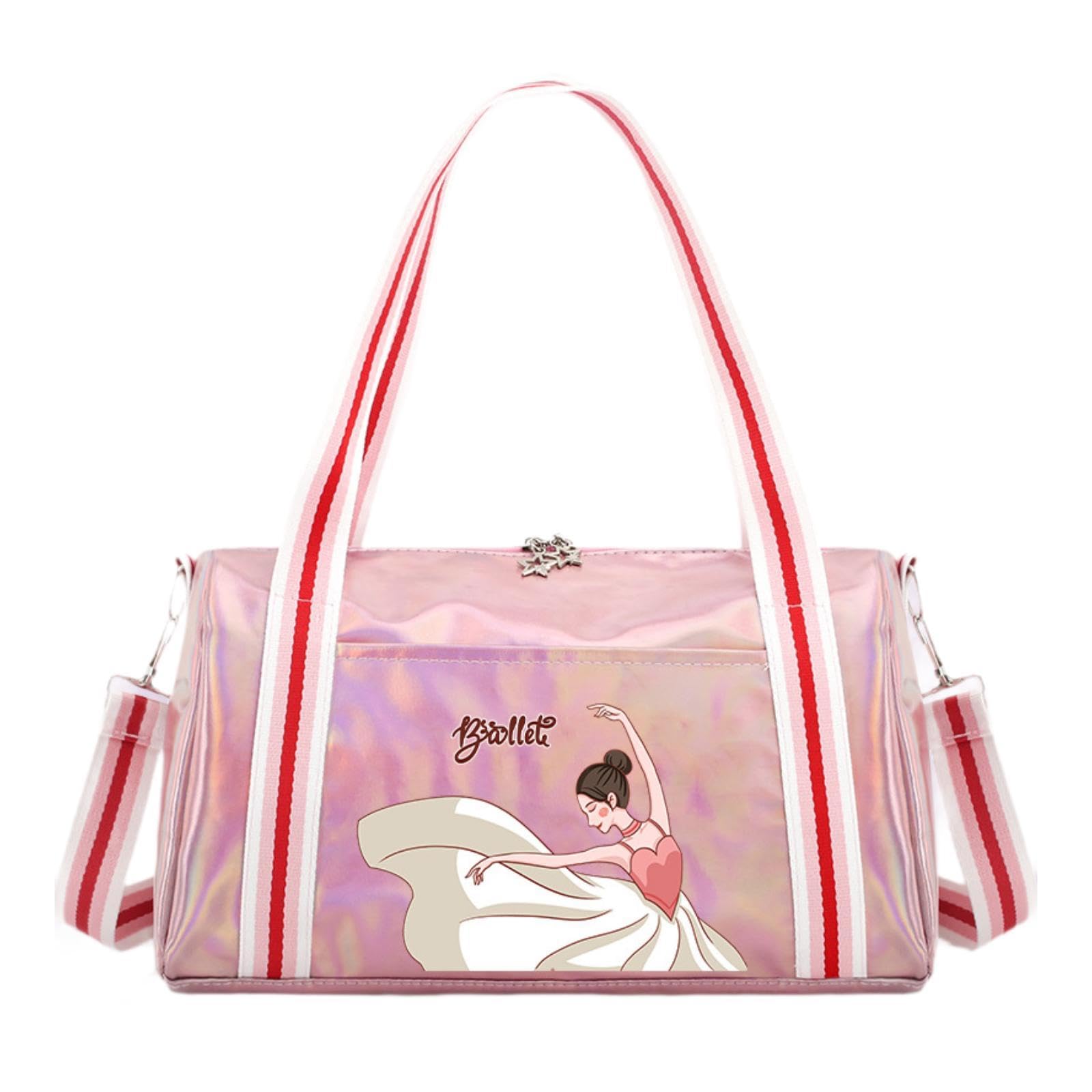 nivaa Duffle Bag Portable Personal Item Women Dance Bag for Dance Overnight Pink-picture-22