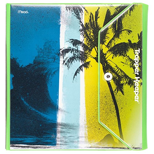 Mead Trapper Keeper Round Ring Binder, 1.5 Inch, Fashion Wave & Palm Trees, Blue/Green (73425)