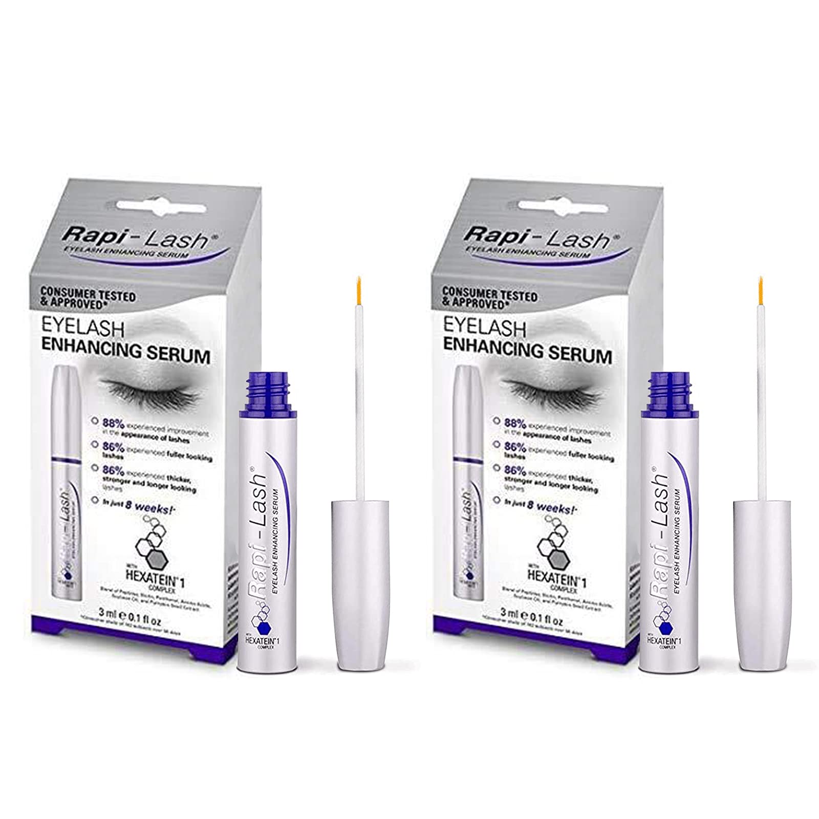 Rapid lash Eyelash Growth Enhancer Serum - Lash Eyelash Growth Serum for Longer，0.1 Fl Oz (3ml) (2 PACK)