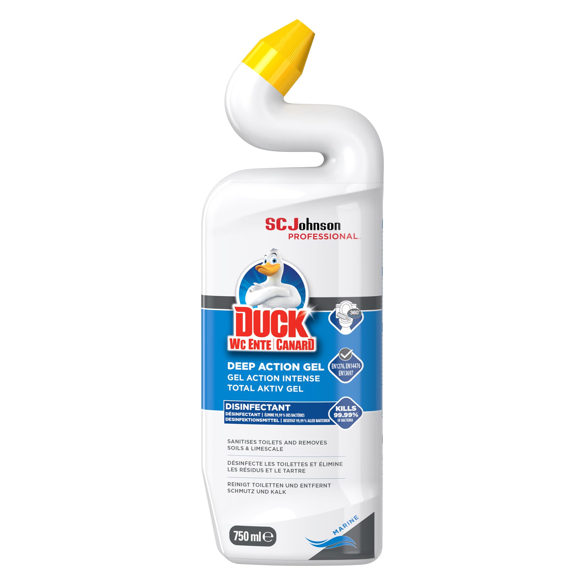 Gel Nettoyant WC Canard Action Intense Marine - Élimine Calcaire et Bactéries - 750 ml