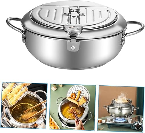 Miniatura 9 de Ciieeo Fry Daddy - Freidora profunda de filtración de aceite Olla de filtración de aceite Sartén de captura de aceite Olla freidora de gas papas