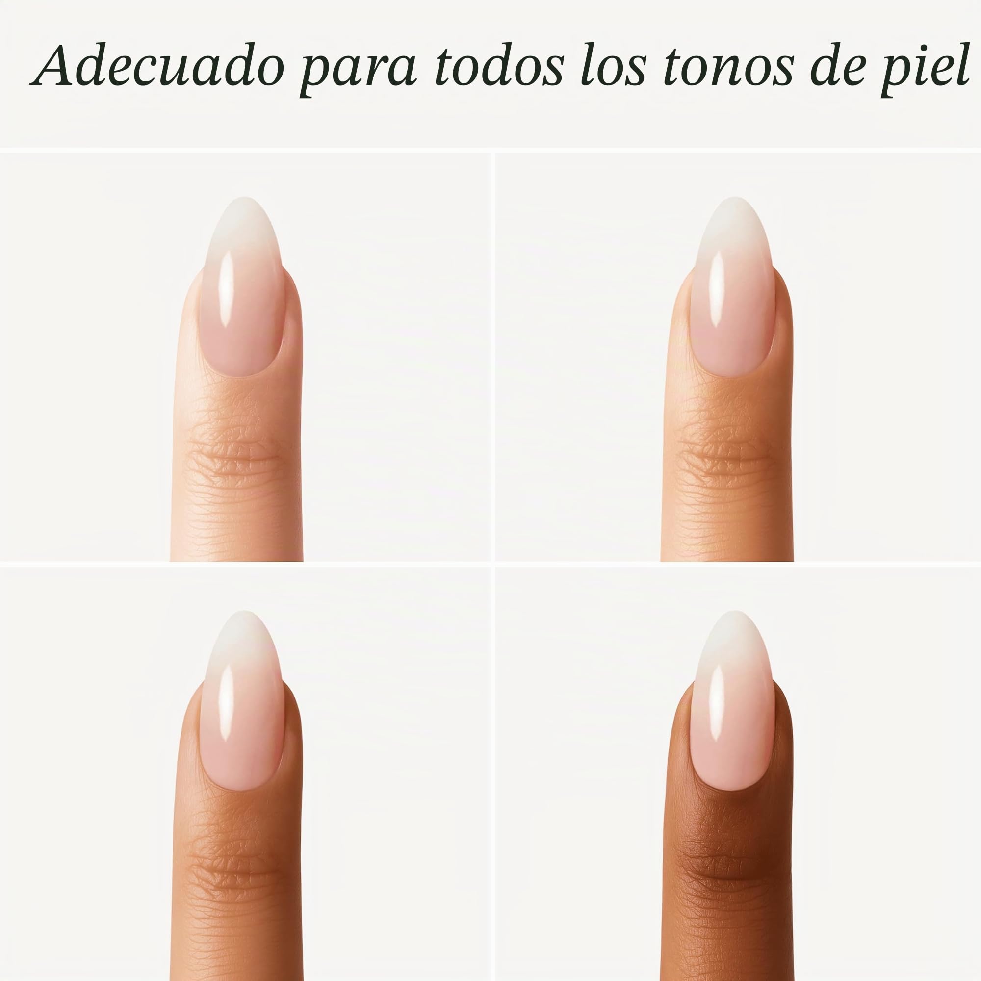 DOONAILS – Gel Press On Nails Set 30 Almond Ombre – Uñas Suaves para Cobertura Completa – Natural y Agradable