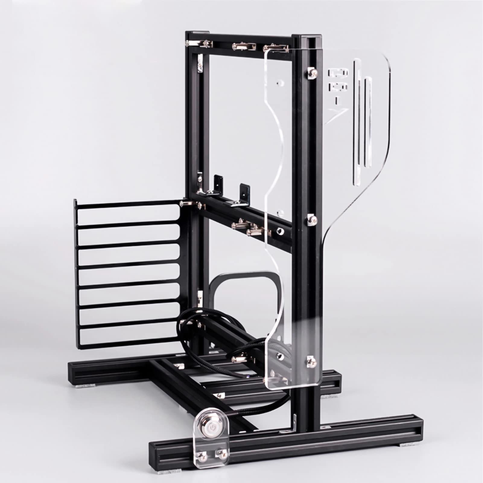 pionowe obrębowe obudowę komputerowe Otwórz podwozie dla ATX/M - ATX/ITX, DIY aluminiowa rama z obsługą kart graficznych (Czarny)