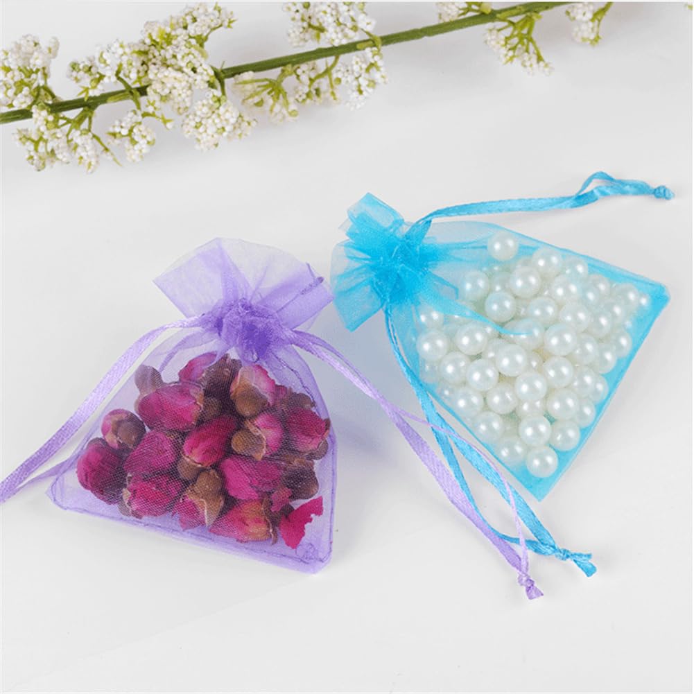 Lot de 140 sachets en organza 20 x 30 cm – Sacs cadeaux avec cordon de serrage - Petits sachets en organza à remplir - Sachets de lavande - Sacs cadeaux pour mariage, fête et Noël (bleu lac)