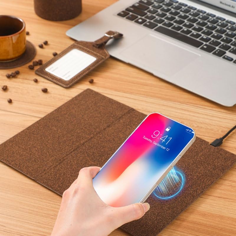 OOAYDYWO Soft Wood Notebook Case Wireless Charging Mouse Pad Business Writing Note Taking Set image 3
