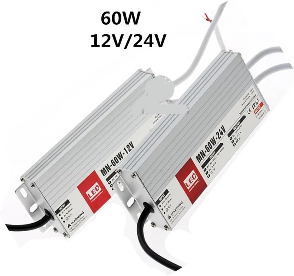 1 Pcs LED Driver DC12V 24V IP67 Outdoor Light Waterproof Lighting Transformer 12V Power Supply 10W 20W 30W 45W 60W 100W 200W 300W(60W,24V)