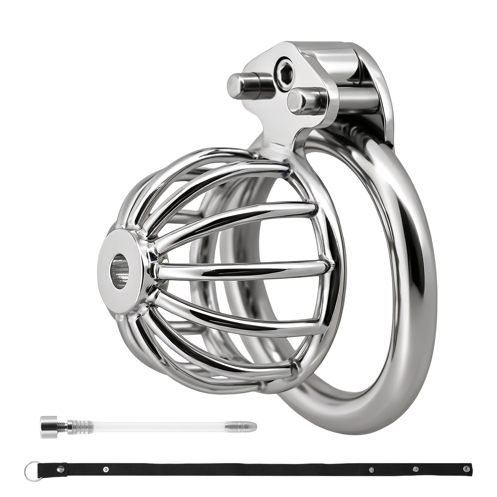 Metal Chastity Cage, 2IN1 Male Chastity Device Cock Cage BDSM Adult Sex Toy (55mm/2.16in)