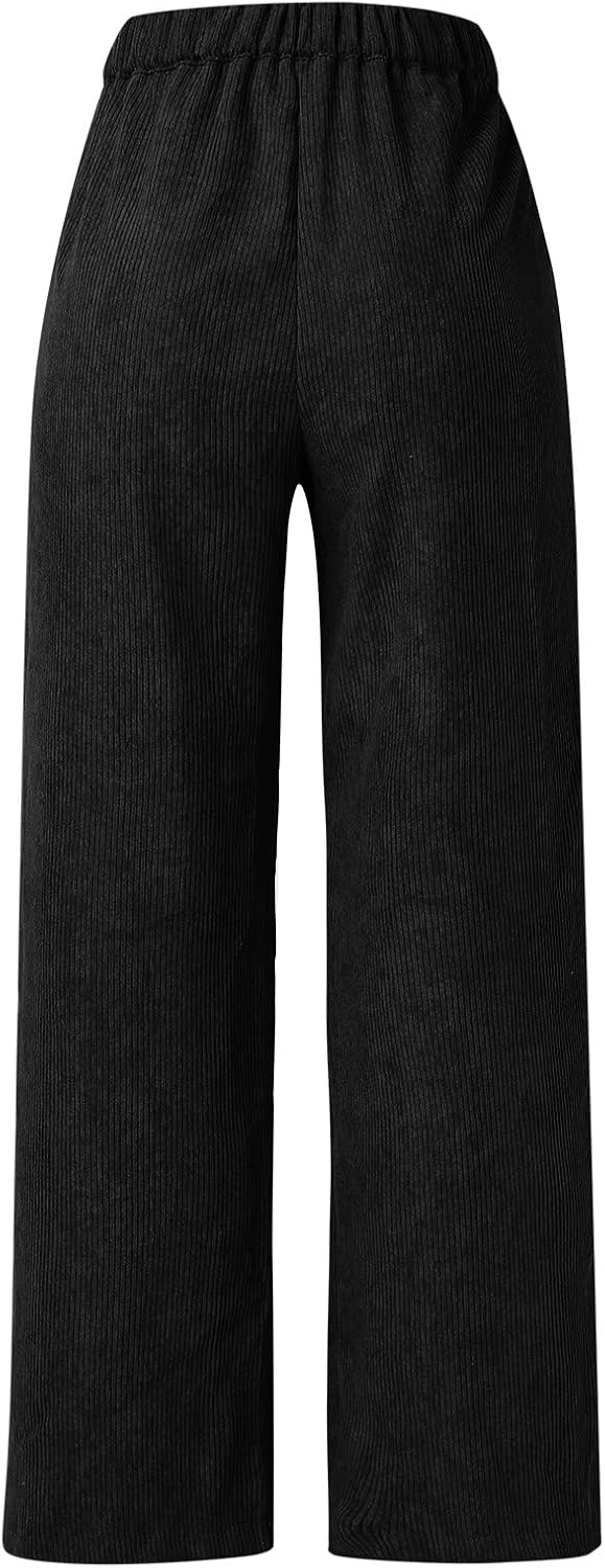 Loose Western Wide Leg Sweatpants Casual Women's Joggers Solid High Waisted Corduroy Joggers Women Activewear Comfy