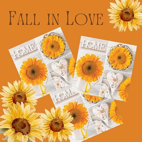 Miniatura 5 de Servilletas de papel de girasol de 13 x 13 pulgadas, 20 unidades, servilletas de 3 capas de girasol para arte de Navidad, cena y fiesta, servilletas