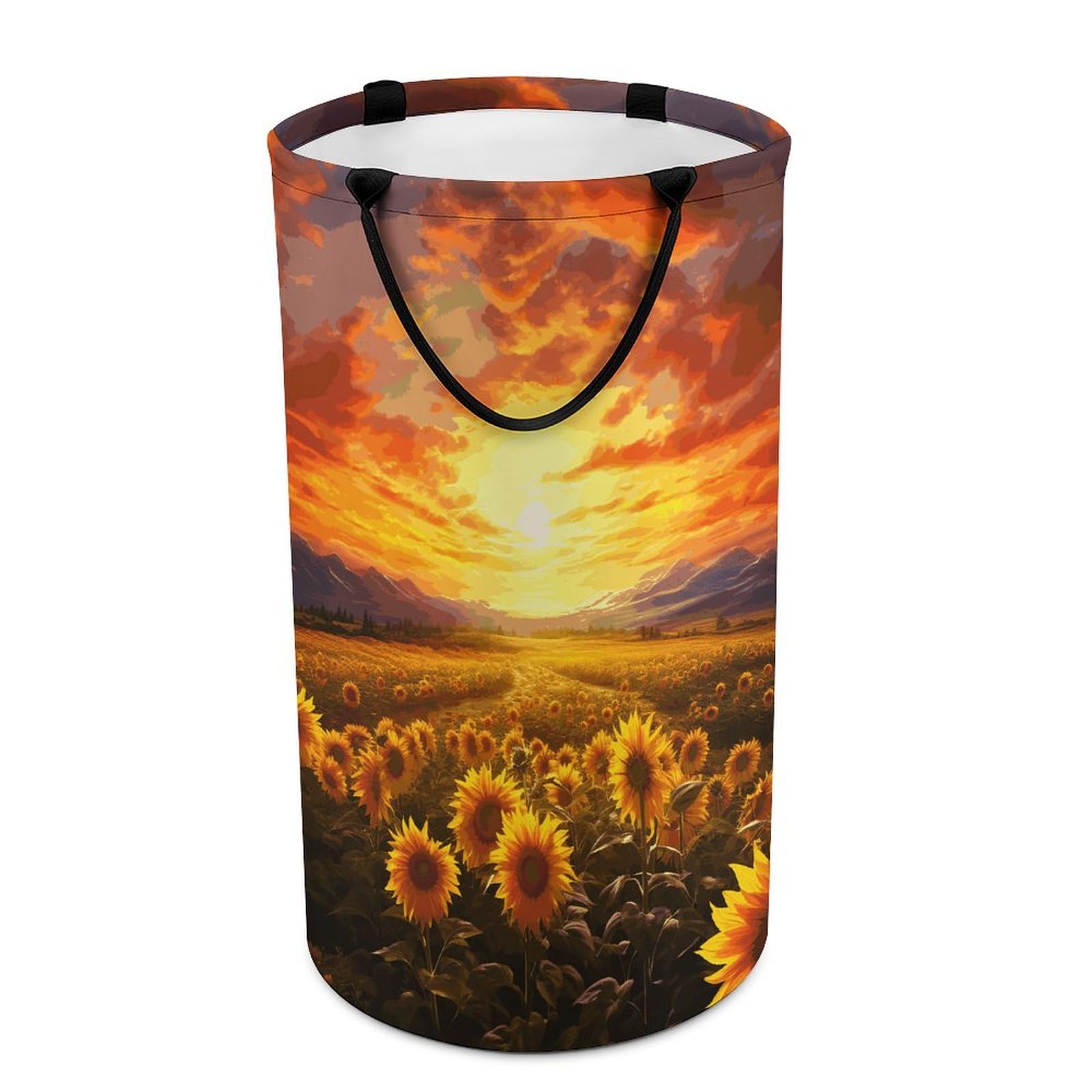 Grand panier à linge imperméable et pliable motif tournesol pour salle de bain