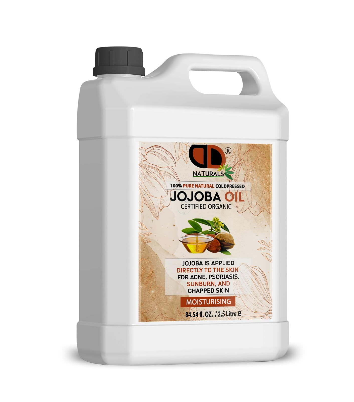 Golden Jojoba Organiczny olejek jojoba tłoczony na zimno, 100% czysty olejek jojoba do włosów, paznokci, rzęs i brwi, wegański i wolny od okrucieństwa olejek jojoba do skóry, twarzy i ciała jako