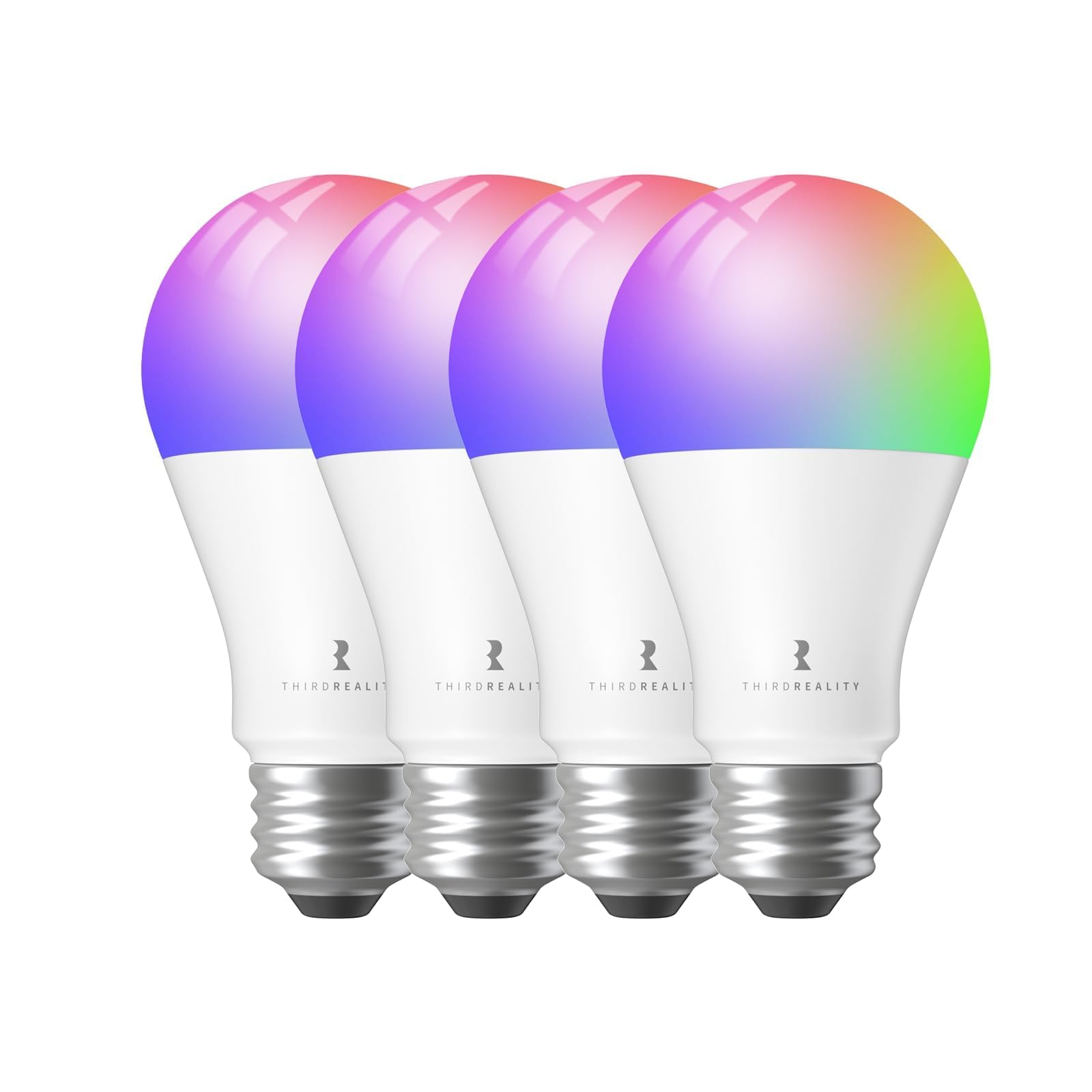 THIRDREALITY Zigbee A19 inteligentna kolorowa żarówka ZL4 4-pak E27, kompatybilna z Home Assistant, SmartThings, Aeotec, Homey, Hubitat, urządzenia Echo z wbudowanym koncentratorem, żarówka A60-RGB