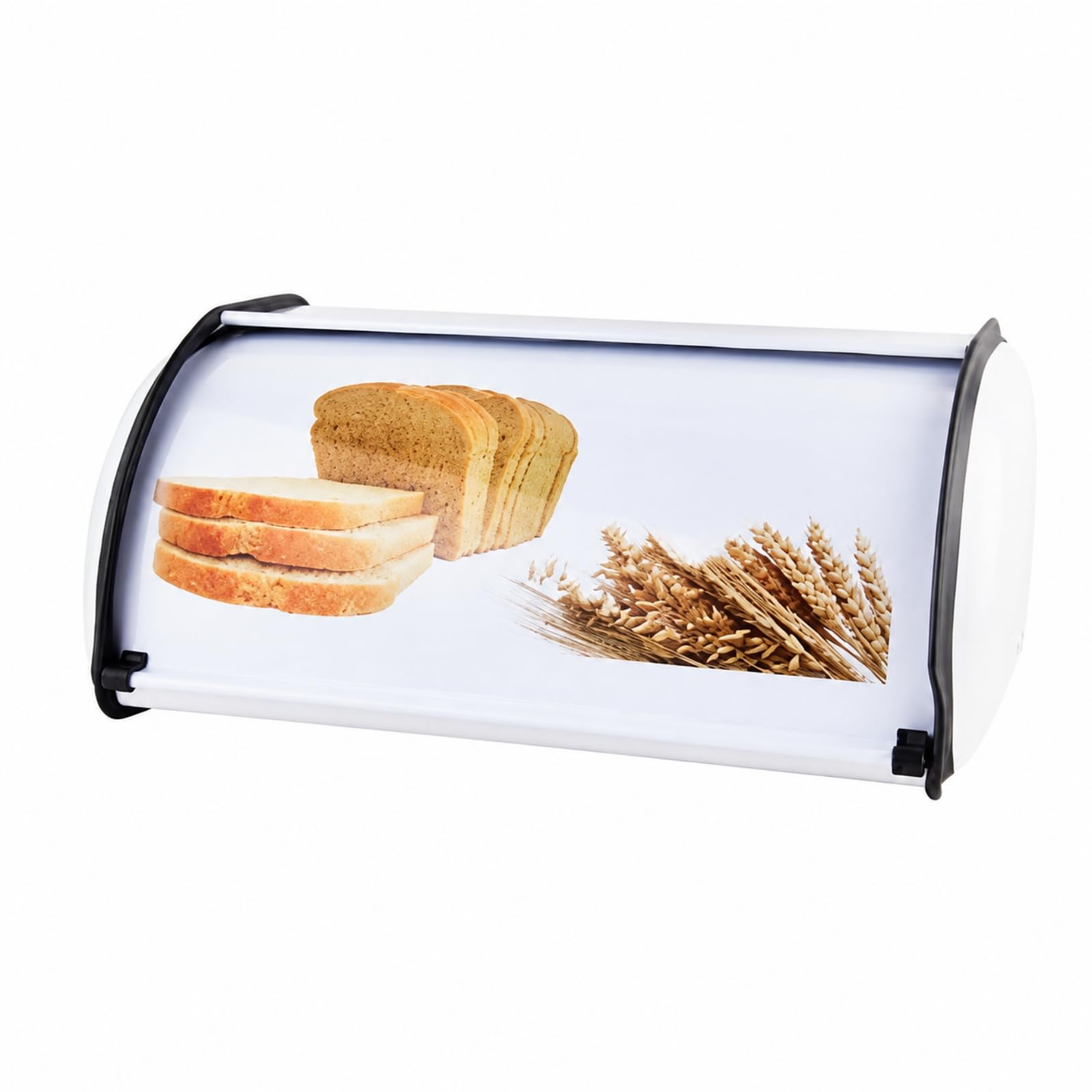 Contenedor Pan Metal con Tapa Enrollable corativa Contenedor Pan Metal con Tapa Resistente Olores Recipiente para Cocina, Encimera,