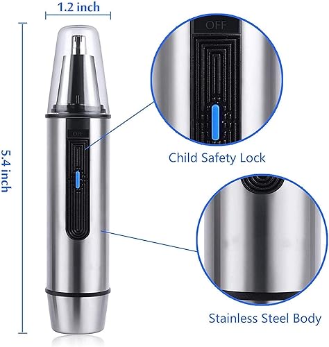 Miniatura 2 de Cortadora de pelo profesional sin dolor para cejas y nariz, recortadora de pelo facial para hombres y mujeres, funciona con pilas, cuchillas de