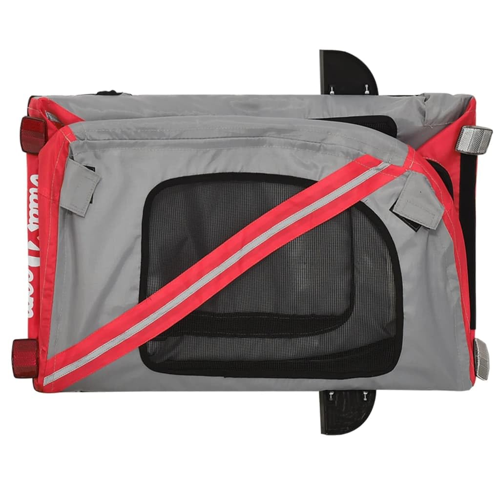 Muebles remolque de bicicleta para perros rojo y gris Oxford y hierro, muebles carro perro, carro para bicicleta, carrito de bicicleta, carro para perros, transportín perro bicicleta decoración