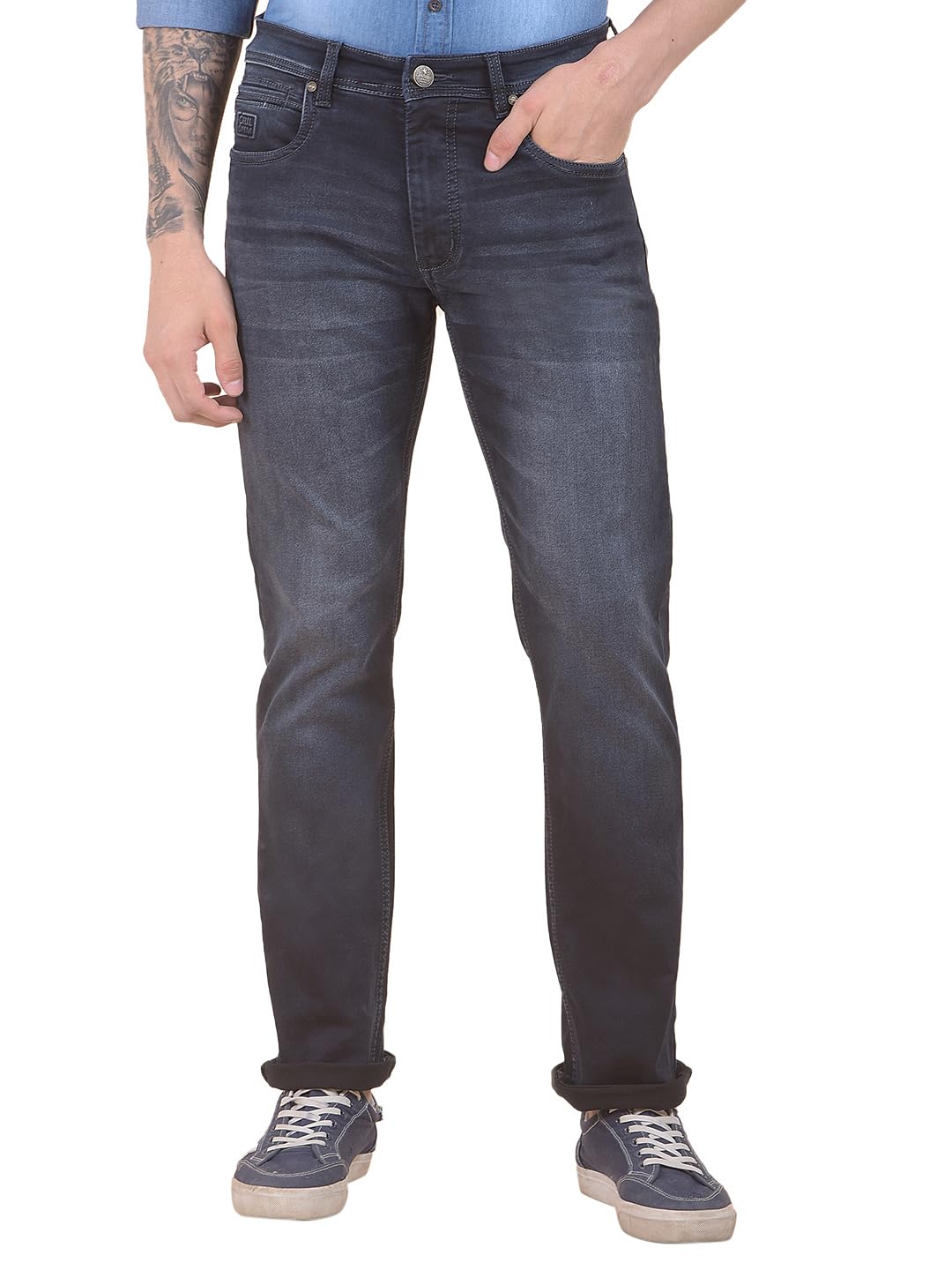 cantabil Denim Jeans for Men l Breathable & Soft with Color Fastness Straight Fit Cotton Polyester Fabric Solid Pattern-picture-20