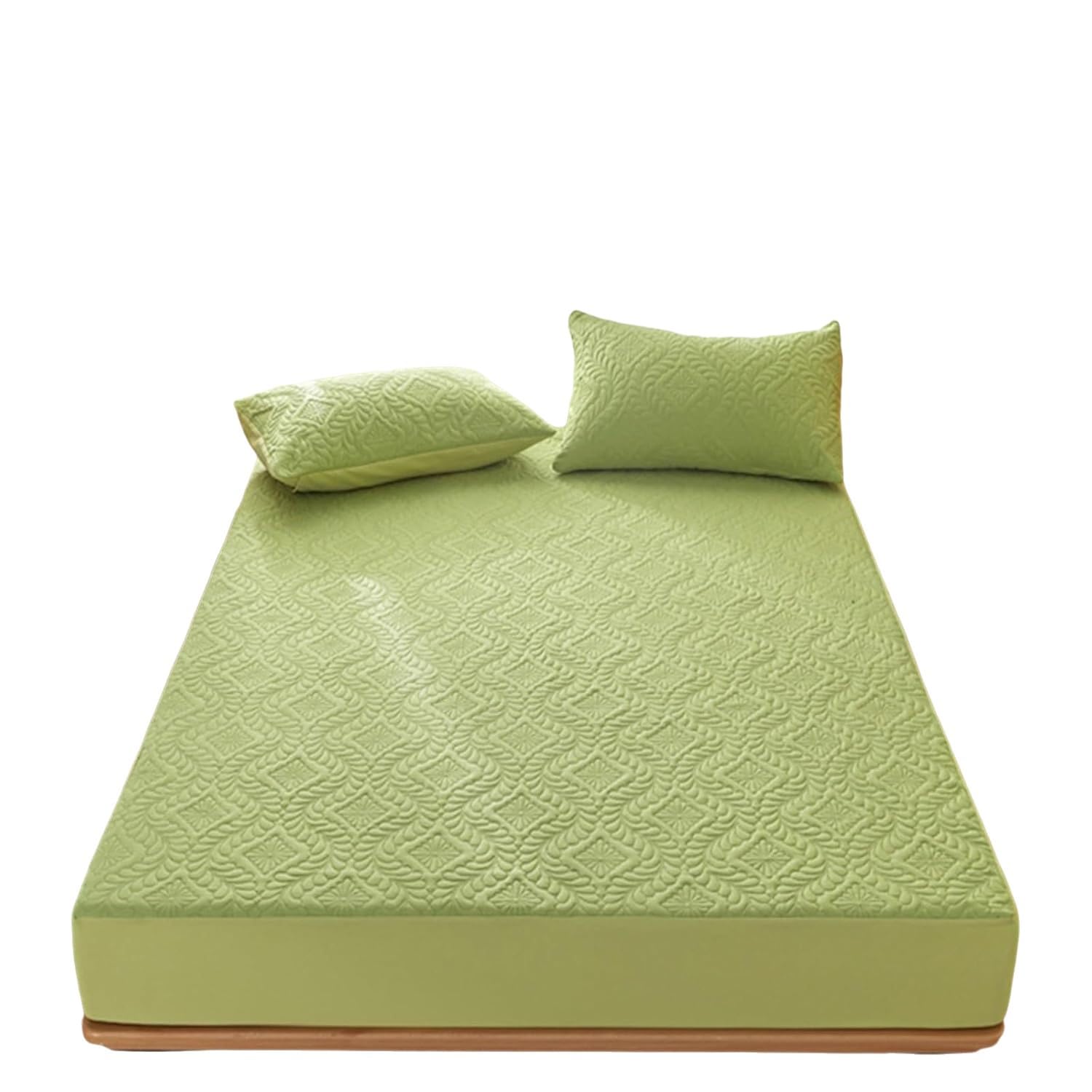 Coprimaterasso Matrimoniale Impermeabile, in Morbida Microfibra Traspirante con Angoli Profondi e Bordi Elasticizzati (Verde Erba, 180 * 200 cm)