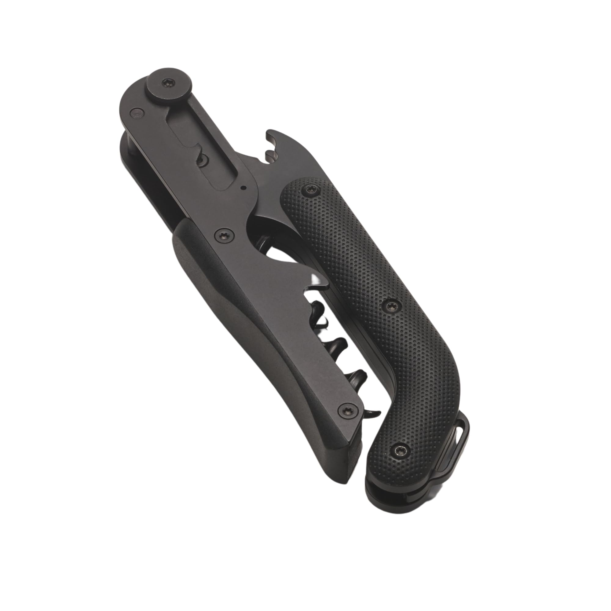 Craighill Best Wine Key - Stainless Steel Wine Opener with Corkscrew, Foil Cutter, and Crown Cap Bottle Opener, Heavy Duty, Sommelier Designed - Black