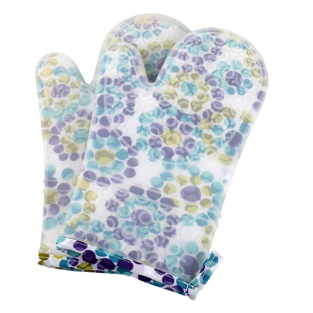 Oven Gloves 1Pcs Silicone Oven Glove Heatproof Mitten Kitchen Cooking Microwave Mitt Non-slip Thickening(E)