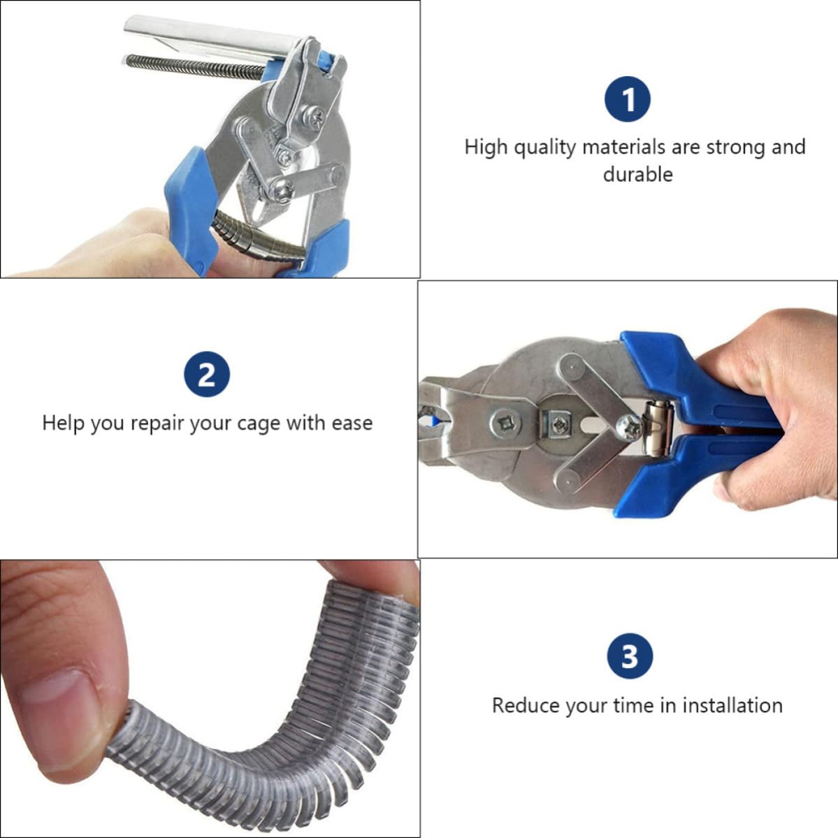 ifundom Alicate para Instalación de Anillos Pinza de Cierre de Anillo Acero Inoxidable y Plástico Semiautomático Instalación Rápida con Clip para Jaulas de Aves