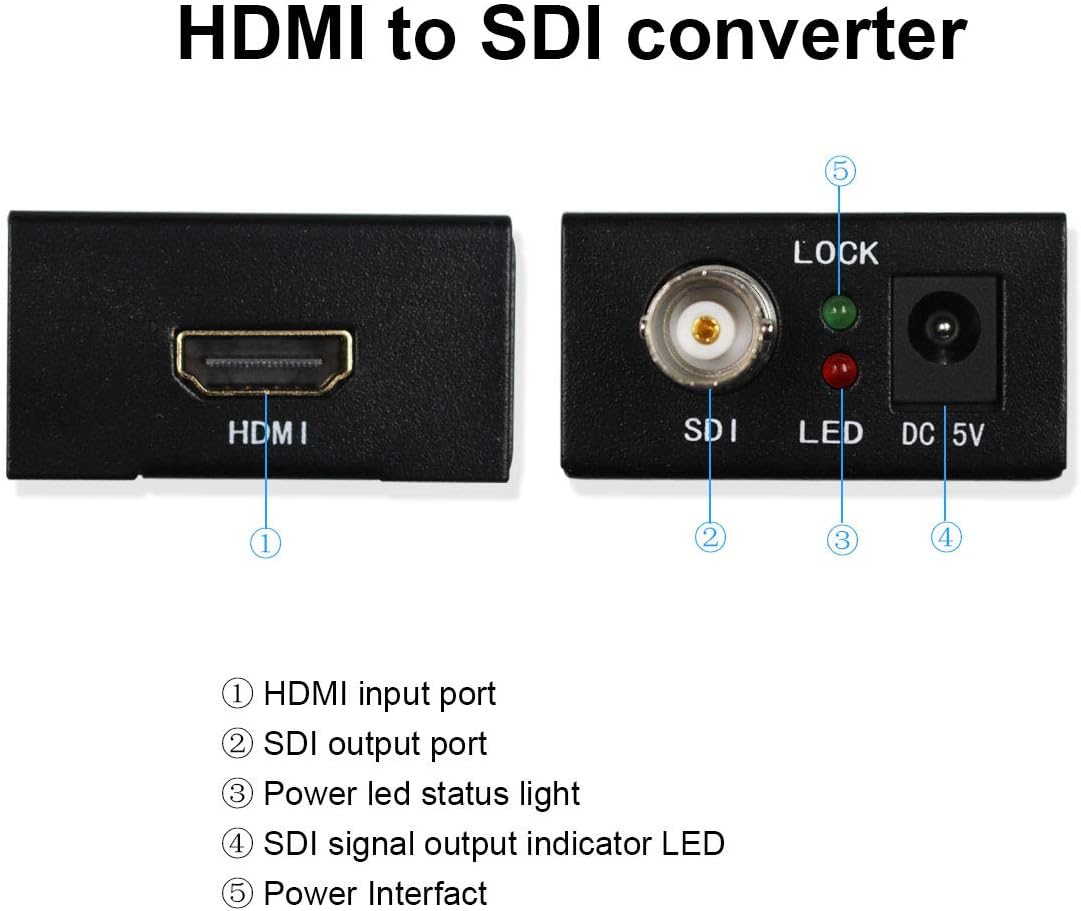 1080P 3G HDMI to SDI BNC Converter + SDI to HDMI Converter HDMI SDI/BNC Extender Over Single 100m/328ft Coaxial Cables