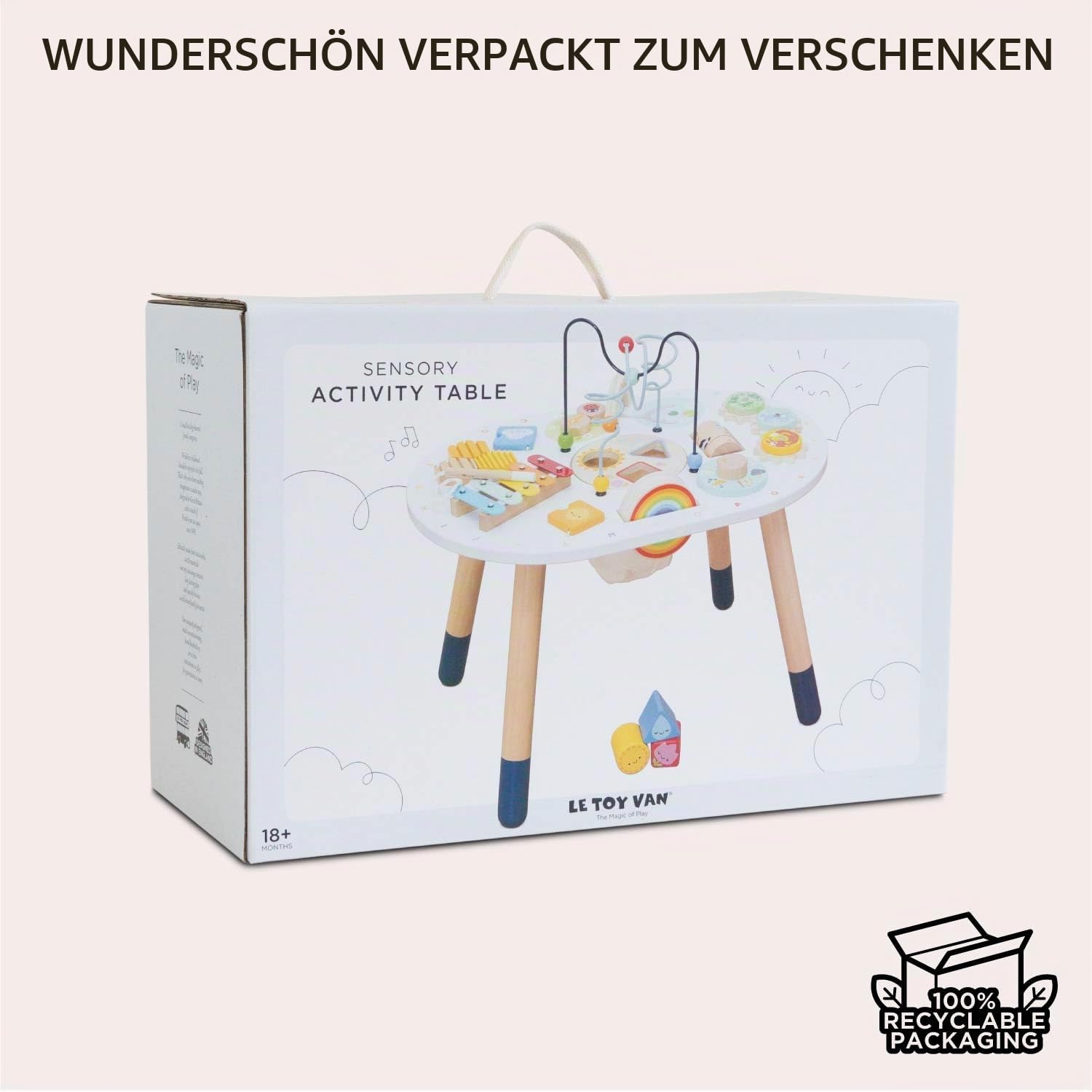 Le Toy Van - PL137 - Multiaktivitätstisch für Kinder, geeignet ab 18 Monaten, Montessori-Multispieltisch, ökologisches Spiel, Sinnesspiele, 12 Aktivitäten, aus FSC-zertifiziertem Holz, Petilou