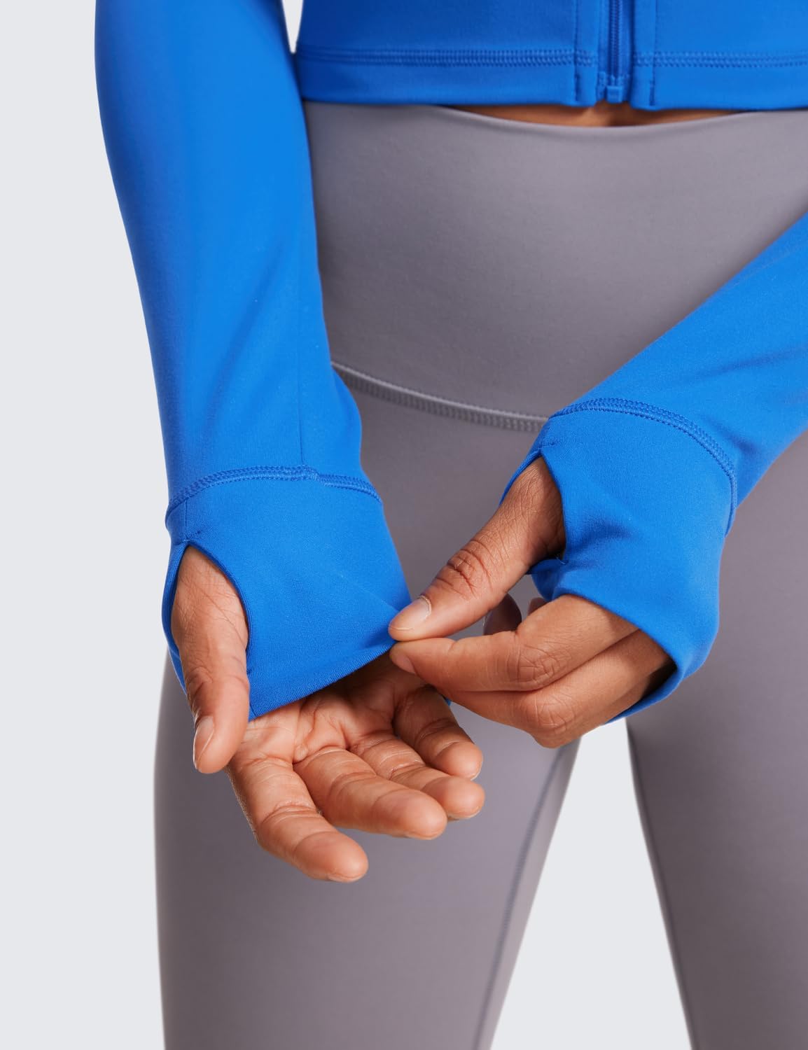 CRZ YOGA Butterluxe Cropped Athletic Jackets for Women - Full Zip Up Track Tops with Thumb Holes Pockets - Image 4
