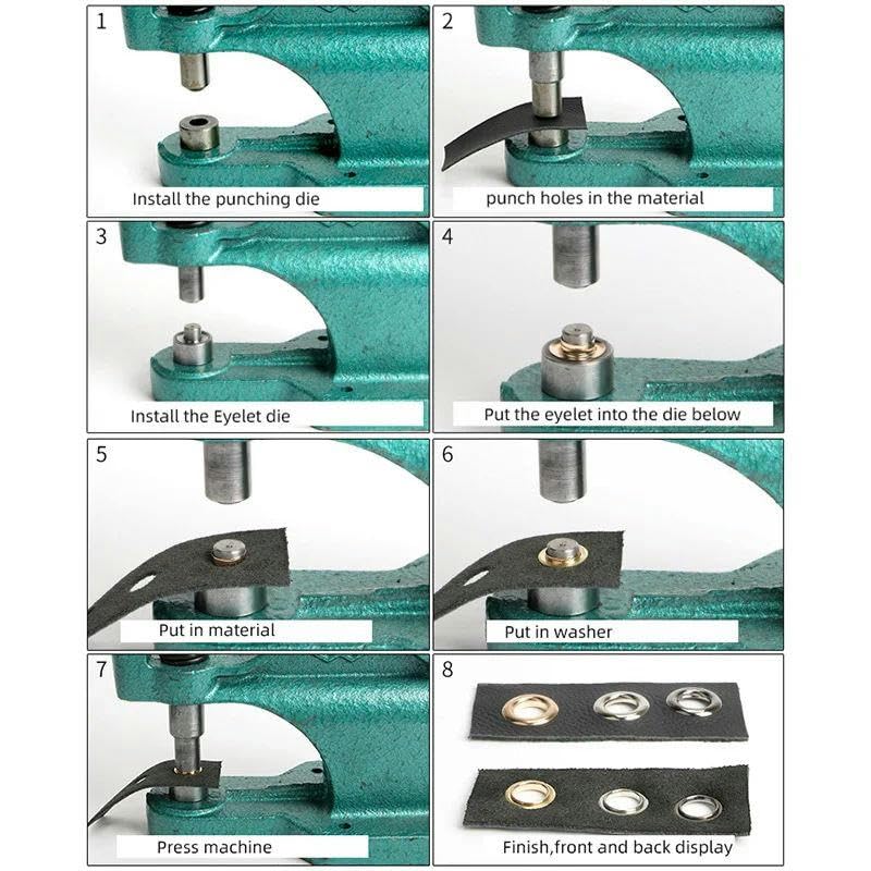 Máquina de instalación de botones a presión manual para ojales o remaches de doble tapa, suministros de herramientas para botones a presión, máquina roja