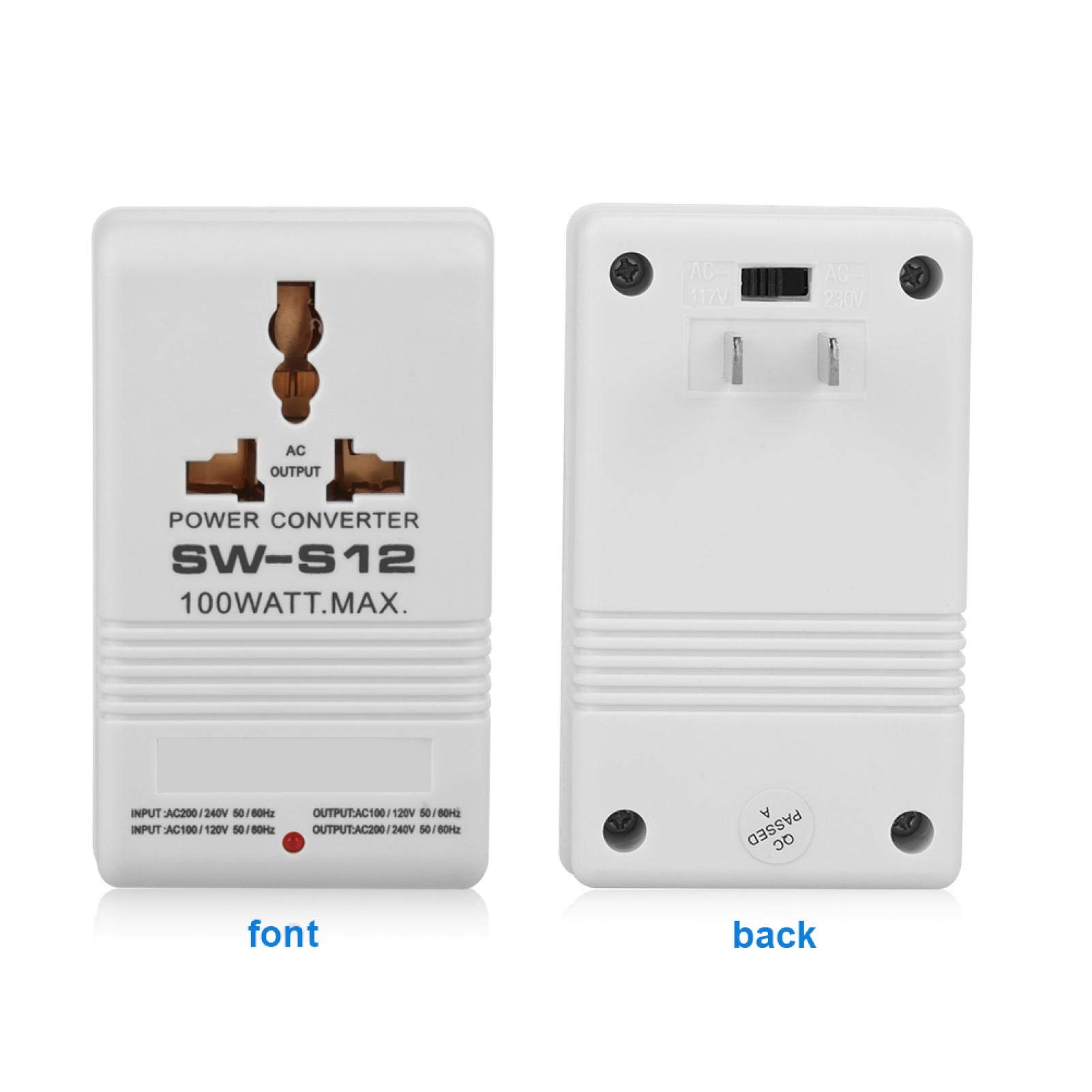Akozon Transformador Convertidor De Voltaje 100W, Convertidor De Voltaje Doble, Transformador De Potencia, Ideal para Viajes, Conectores Estándar CN, Soporta Dispositivos Pequeños