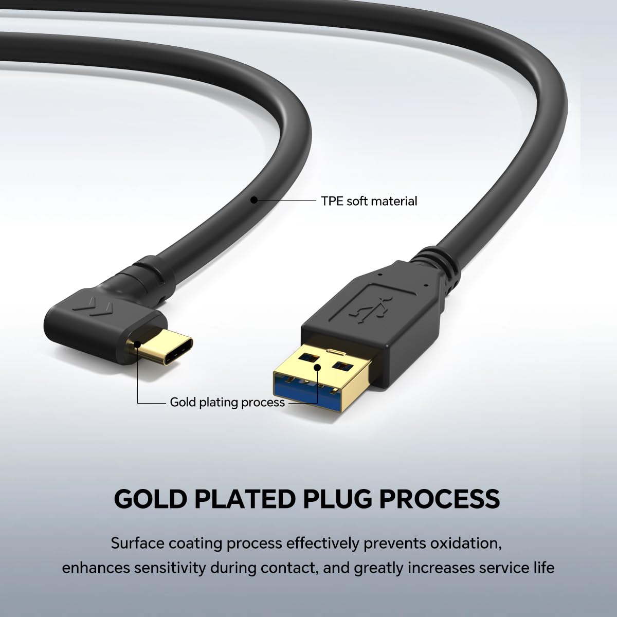 16ft USB-A to USB-C High-Speed Data Transfer Cable with Dual Magnetic Rings – Camera Connection Cable with Signal Boosting, Compatible with Hard Drives, Canon, Sony, Fujifilm, Nikon DSLR Cameras