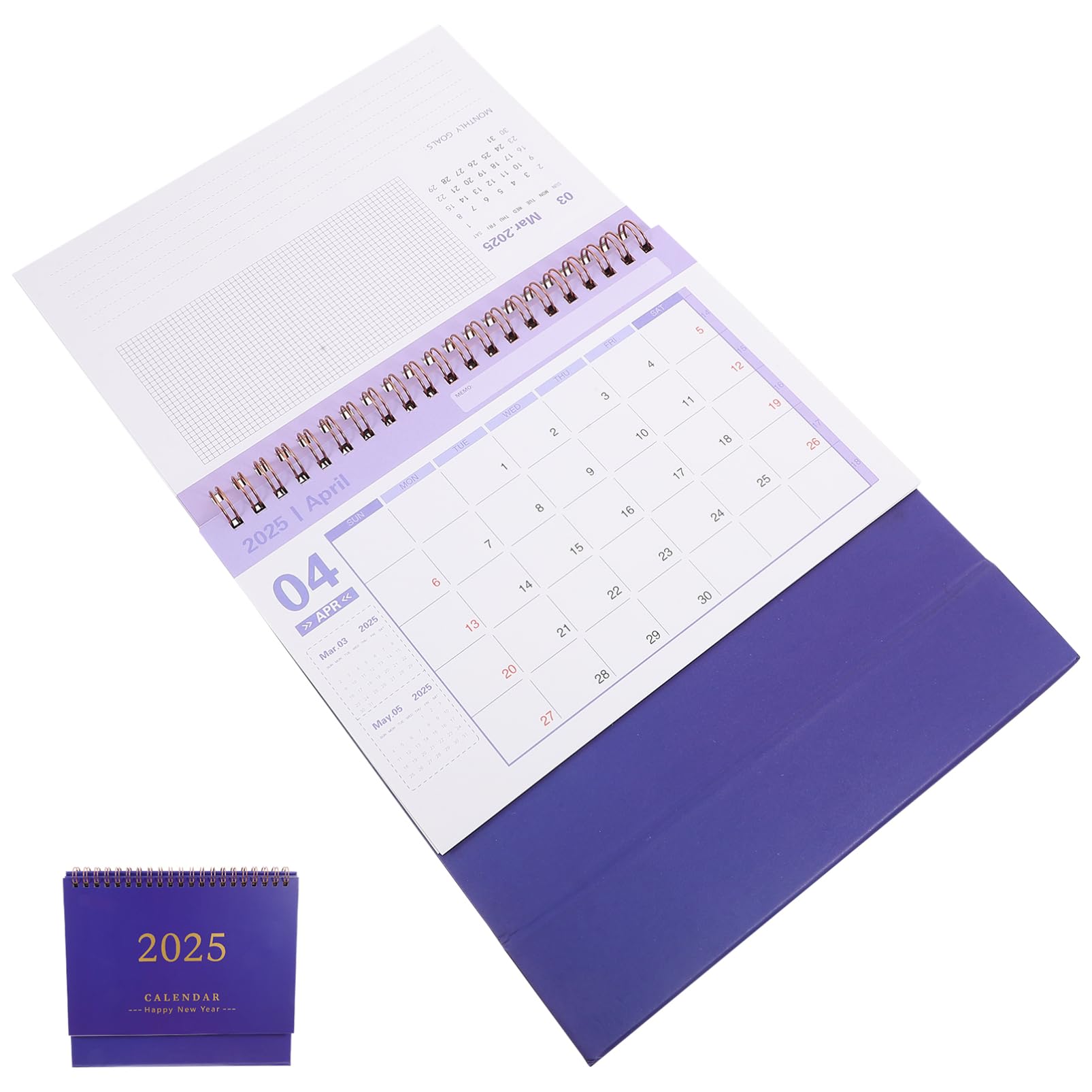DEARMAMY English Version of the Calendar 2025 Desktop Calendar for Office and Home Compact Spiral Binding Design for Easy Organization