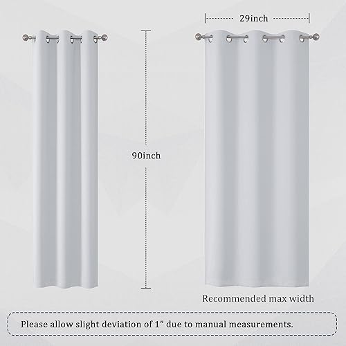 Miniatura 6 de DUALIFE Cortinas blancas grisáceas de 90 pulgadas de largo para decoración de salón, 50% de bloqueo de luz, cortinas de privacidad interior para