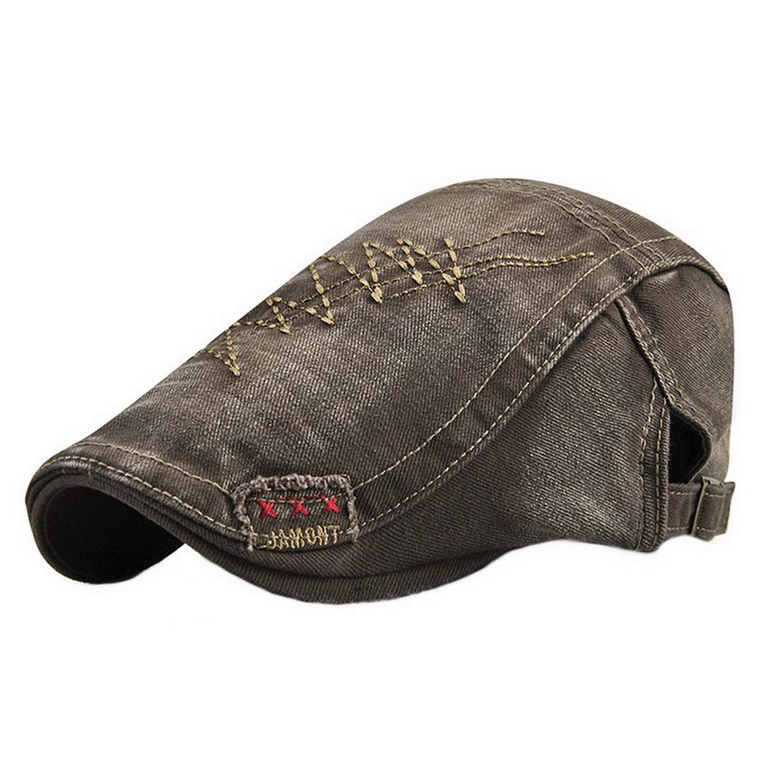 Ukerdo Mens Beanies Cap Vintage Newsboy Denim Fitted Outdoor Sun Hat