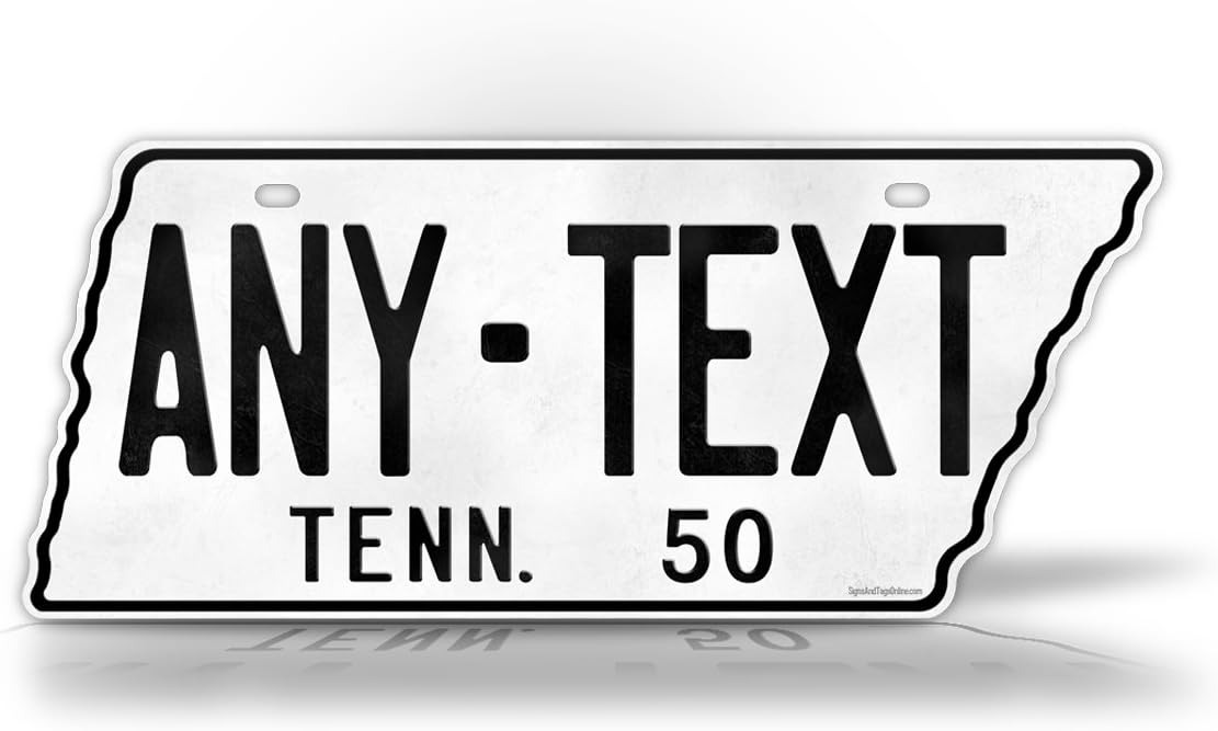 SignsAndTagsOnline 1950 Antigua TN Placa de matrícula Réplica en forma de estado Tennessee Vintage Réplica personalizada Etiqueta de automóvil