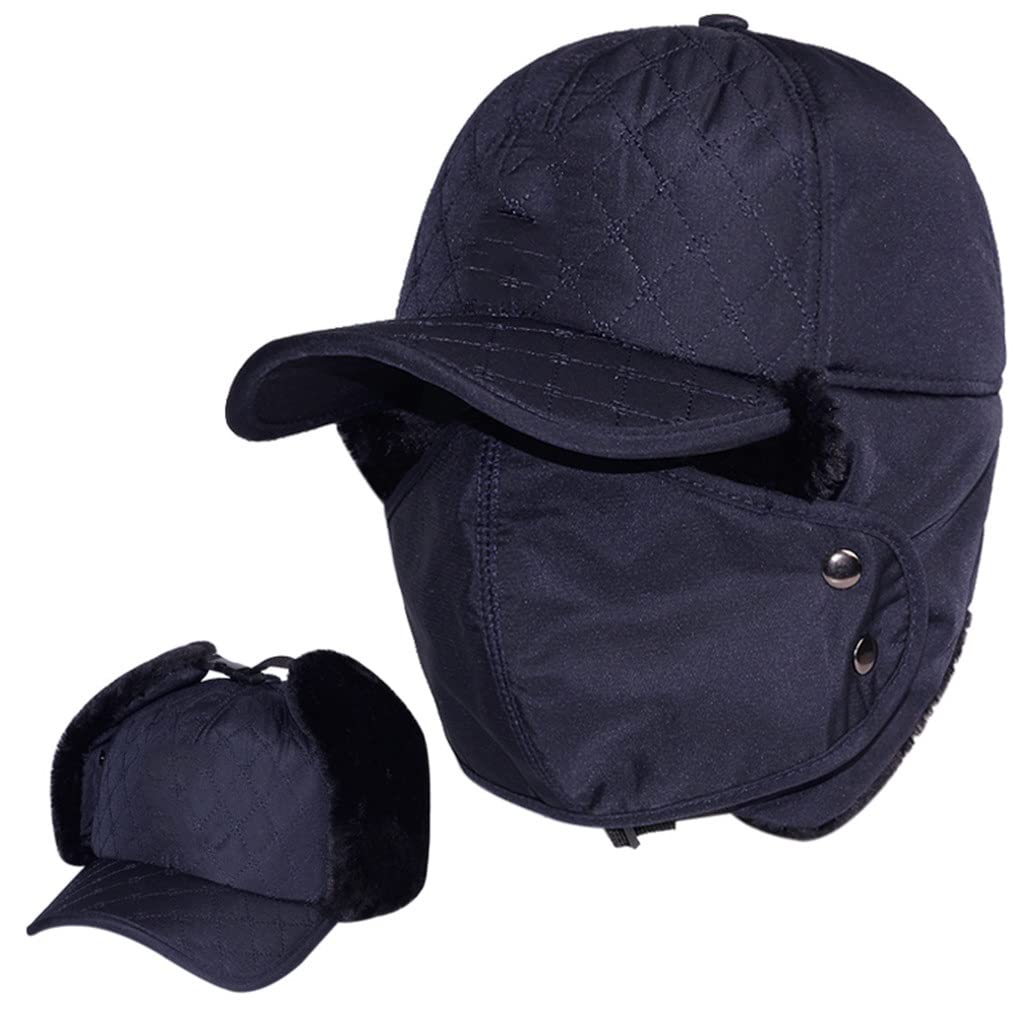 FENOKD Winter Windproof Warm Hat Men Women Bomber Ear Flap Hat Cap Winter Ski Trooper Cotton Caps (D Talla ?Nica)?D-Talla ?nica